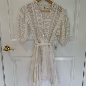 NEW WITH TAGS! Free People ivory tie waist dress